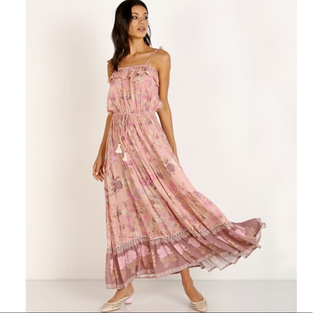 Wild Bloom Strappy Midi Dress in Blush